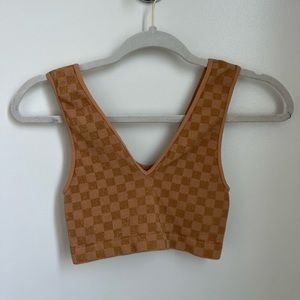 NWOT Free People sparkle checkered shirt